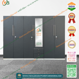 6-Door Grey Steel Wardrobe