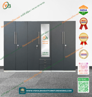 6-Door Grey Steel Wardrobe