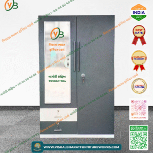 2-Door Grey Steel Wardrobe