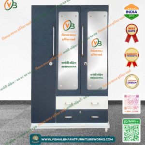 Grand 3-Door Steel Almirah (Dark Blue/Navy) with Multi-Zone Storage & Safe