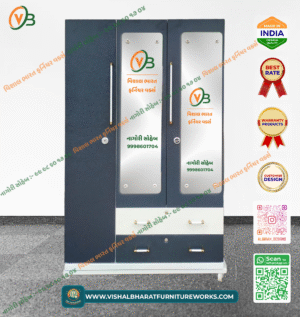 Grand 3-Door Steel Almirah (Dark Blue/Navy) with Multi-Zone Storage & Safe