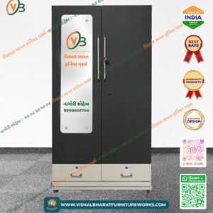 2-Door Steel Almirah with Door Organizers, Mirror & Safe Locker
