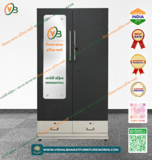 2-Door Steel Almirah with Door Organizers, Mirror & Safe Locker
