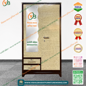 Designer 2-Door Steel Almirah with Sandstone Print, Safe Locker & Base Drawers