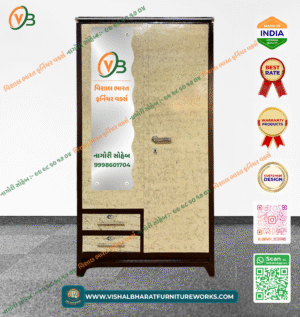 Designer 2-Door Steel Almirah with Sandstone Print, Safe Locker & Base Drawers