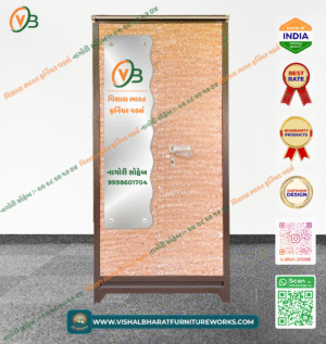 Vibrant 2-Door Steel Almirah with Unique Orange Print & High-Security Center
