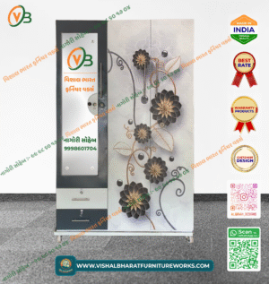 Designer 3-Door Steel Almirah with Full-Panel Floral Print & Integrated Safe