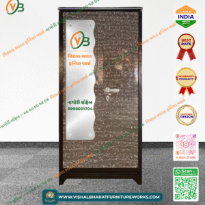 Designer 2-Door Steel Almirah with High-Security Safe & Engraved Dark Brown Finish