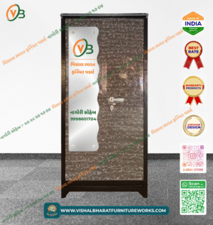Designer 2-Door Steel Almirah with High-Security Safe & Engraved Dark Brown Finish