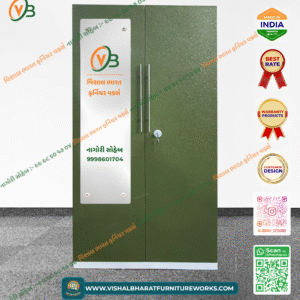 Classic 2-Door Steel Almirah (Matte Olive Green) with Central Safe and Internal Storage