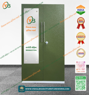 Classic 2-Door Steel Almirah (Matte Olive Green) with Central Safe and Internal Storage