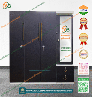 Premium 4-Door Steel Almirah (Royal Purple) with Seamless Design & Multi-Zone Storage