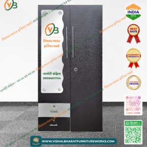 Classic 2-Door Steel Almirah with External Mirror, Safe & Drawers - Dark Brown