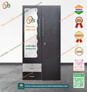 Classic 2-Door Steel Almirah with External Mirror, Safe & Drawers - Dark Brown