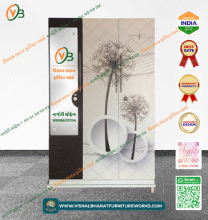 Designer 3-Door Steel Almirah with Tree Print, Base Drawers & Family Storage