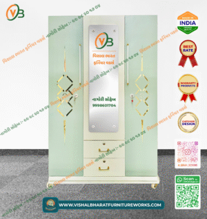 Family 3-Door Steel Almirah (Mehndi Green) with External Drawers & Dedicated Safe